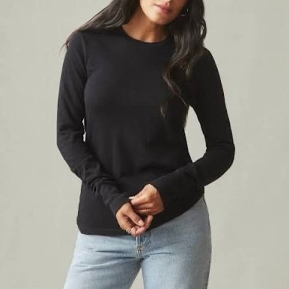 NWOT American Giant Women's 100% Cotton Premium Slub Long Sleeve Crew Black XL